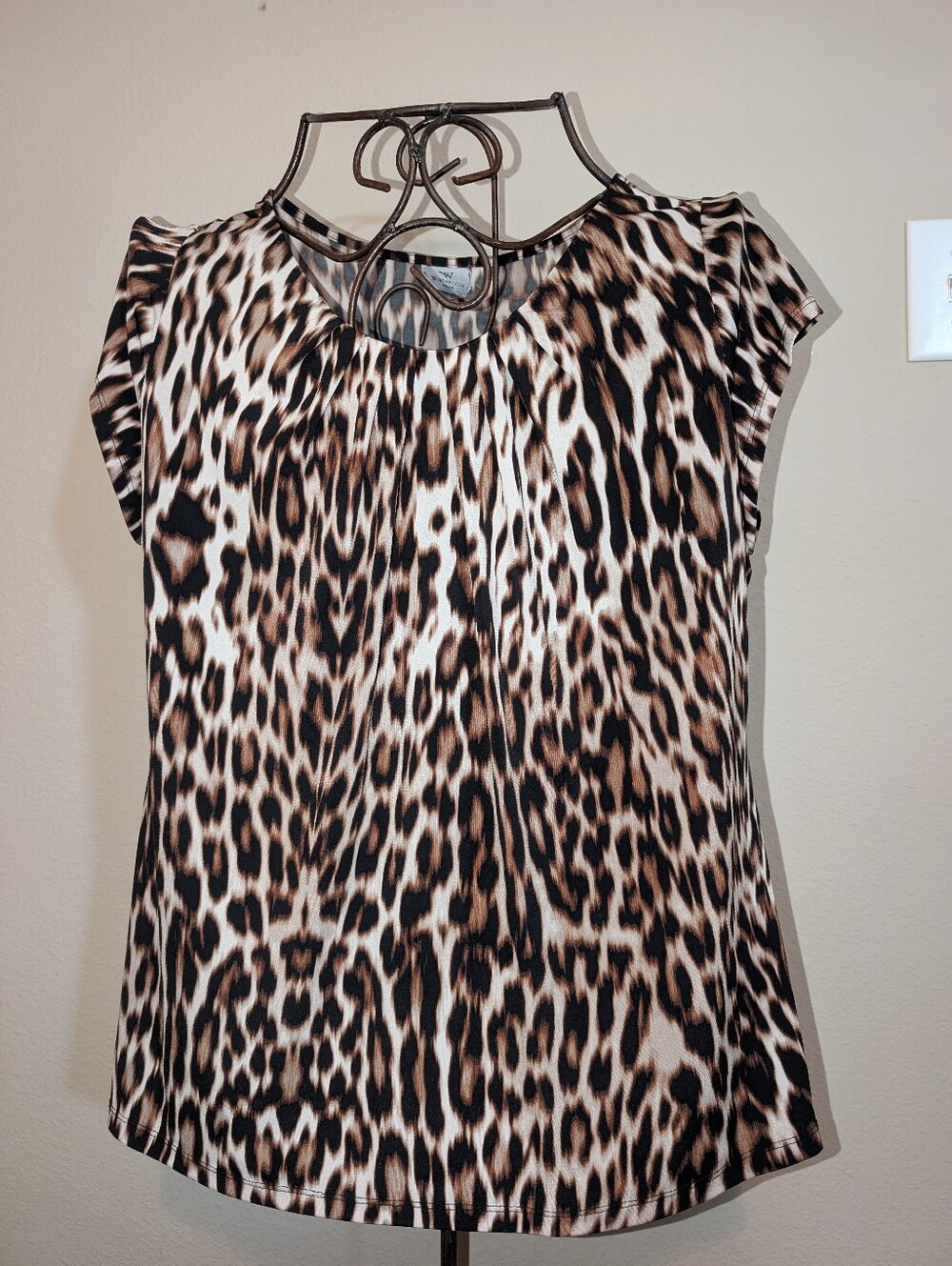 Worthington Leopard Print Cap Sleeve Top